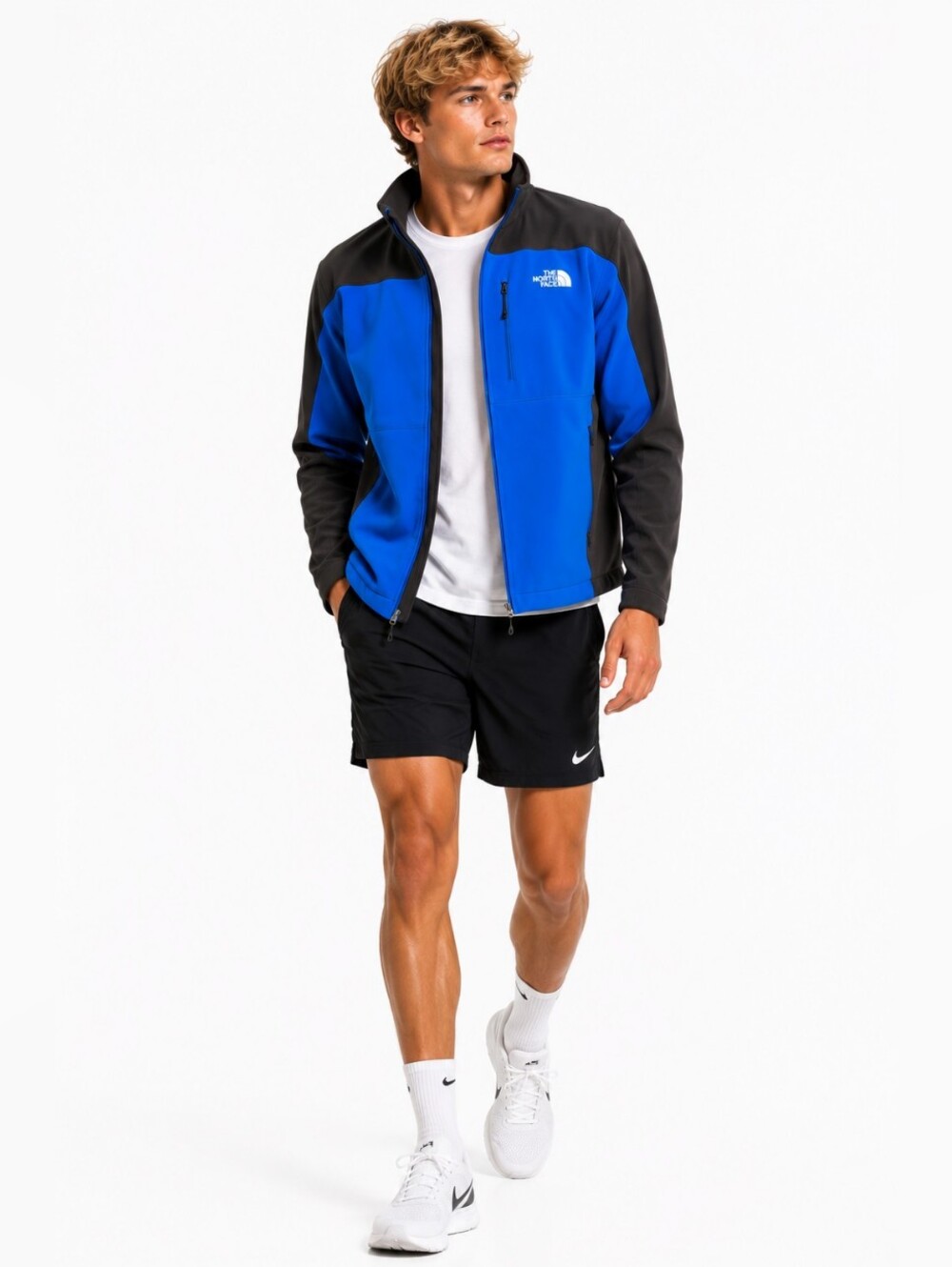 The North Face Blue Gray Softshell Jacket Men’s Medium Full Zip Outdoor